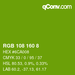 Color code: RGB 108 160 8 | qconv.com