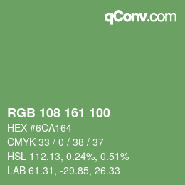 Color code: RGB 108 161 100 | qconv.com