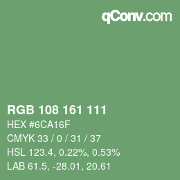 Color code: RGB 108 161 111 | qconv.com