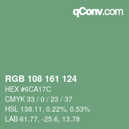 Código de color: RGB 108 161 124 | qconv.com