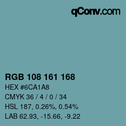 Color code: RGB 108 161 168 | qconv.com