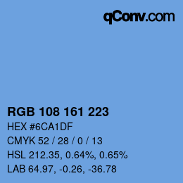Color code: RGB 108 161 223 | qconv.com
