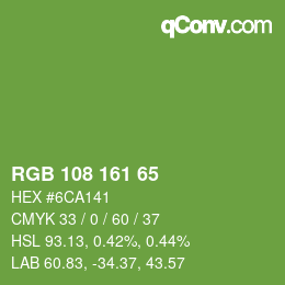 Color code: RGB 108 161 65 | qconv.com
