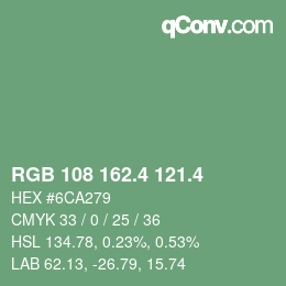 カラーコード: RGB 108 162.4 121.4 | qconv.com