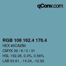 カラーコード: RGB 108 162.4 176.4 | qconv.com