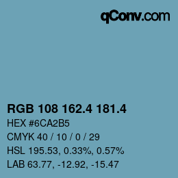 カラーコード: RGB 108 162.4 181.4 | qconv.com