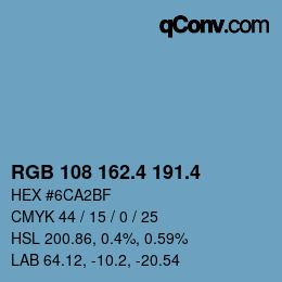 カラーコード: RGB 108 162.4 191.4 | qconv.com