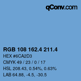 カラーコード: RGB 108 162.4 211.4 | qconv.com
