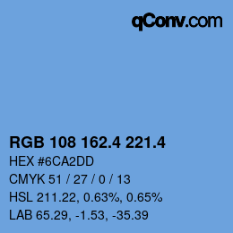 カラーコード: RGB 108 162.4 221.4 | qconv.com