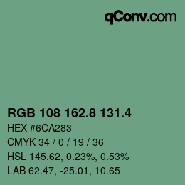 カラーコード: RGB 108 162.8 131.4 | qconv.com
