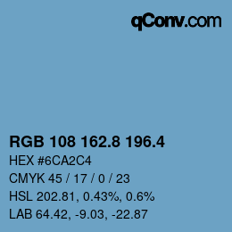 カラーコード: RGB 108 162.8 196.4 | qconv.com