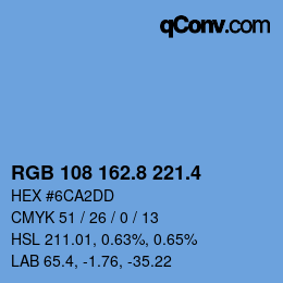 カラーコード: RGB 108 162.8 221.4 | qconv.com