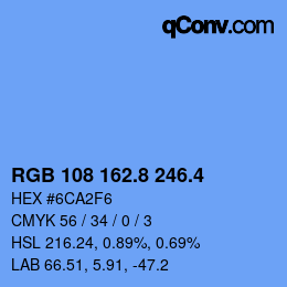 カラーコード: RGB 108 162.8 246.4 | qconv.com