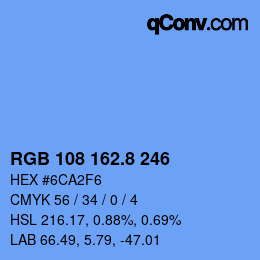 カラーコード: RGB 108 162.8 246 | qconv.com