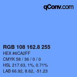 カラーコード: RGB 108 162.8 255 | qconv.com