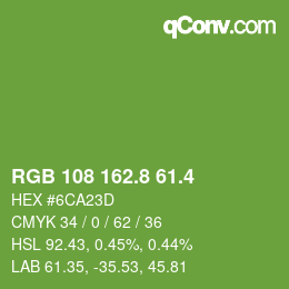 カラーコード: RGB 108 162.8 61.4 | qconv.com