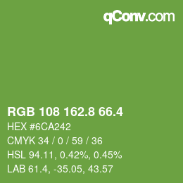 カラーコード: RGB 108 162.8 66.4 | qconv.com