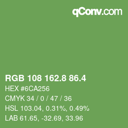 カラーコード: RGB 108 162.8 86.4 | qconv.com