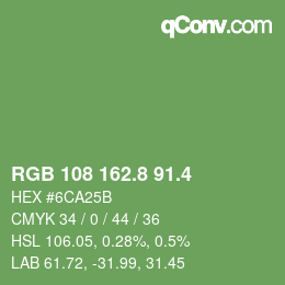 カラーコード: RGB 108 162.8 91.4 | qconv.com
