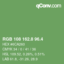 カラーコード: RGB 108 162.8 96.4 | qconv.com