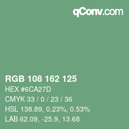 Código de color: RGB 108 162 125 | qconv.com