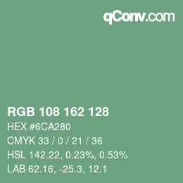 Color code: RGB 108 162 128 | qconv.com