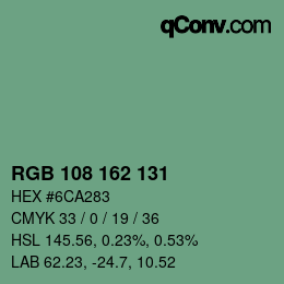 Farbcode: RGB 108 162 131 | qconv.com