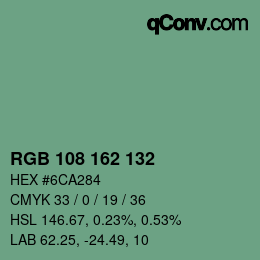 Color code: RGB 108 162 132 | qconv.com