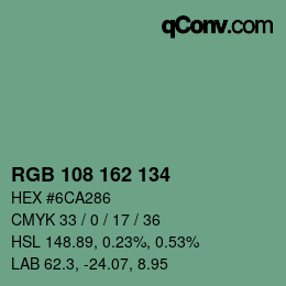 Color code: RGB 108 162 134 | qconv.com