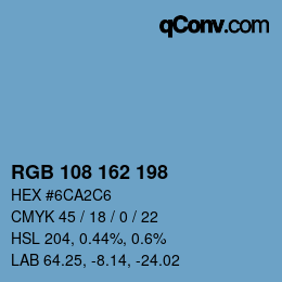 Color code: RGB 108 162 198 | qconv.com