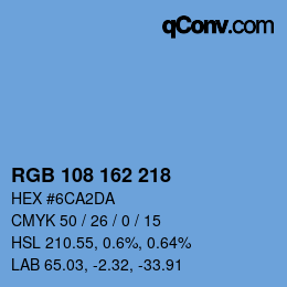 Color code: RGB 108 162 218 | qconv.com