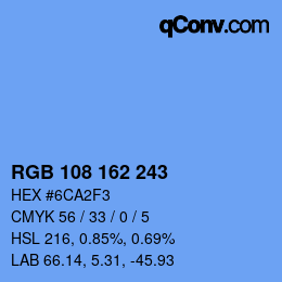 Color code: RGB 108 162 243 | qconv.com
