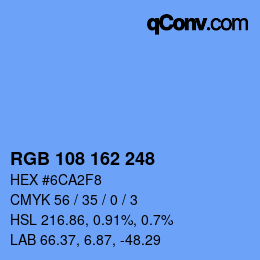 Farbcode: RGB 108 162 248 | qconv.com