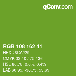 Color code: RGB 108 162 41 | qconv.com