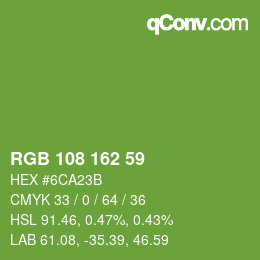 Color code: RGB 108 162 59 | qconv.com