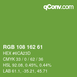 Color code: RGB 108 162 61 | qconv.com