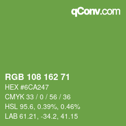 Color code: RGB 108 162 71 | qconv.com
