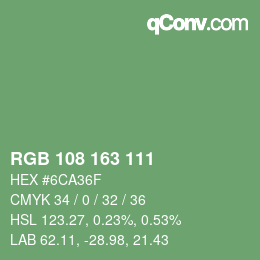 Farbcode: RGB 108 163 111 | qconv.com