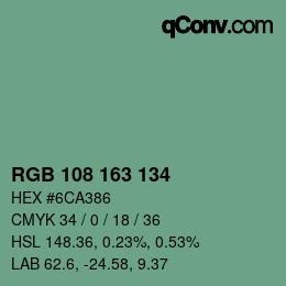 Color code: RGB 108 163 134 | qconv.com