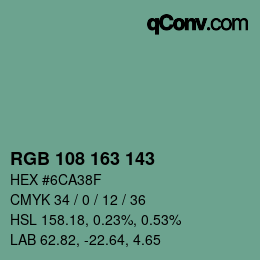 Farbcode: RGB 108 163 143 | qconv.com