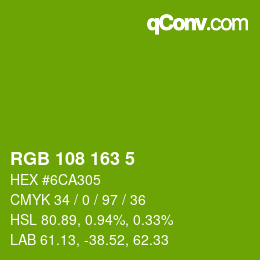 カラーコード: RGB 108 163 5 | qconv.com