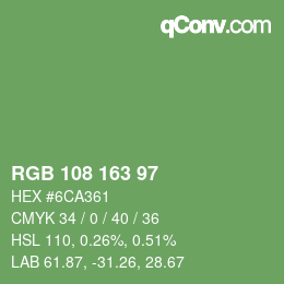 Color code: RGB 108 163 97 | qconv.com