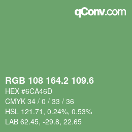 カラーコード: RGB 108 164.2 109.6 | qconv.com