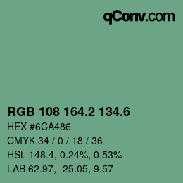 カラーコード: RGB 108 164.2 134.6 | qconv.com