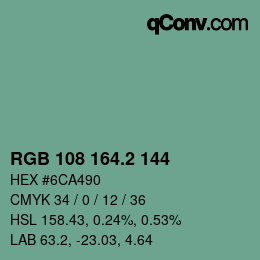 カラーコード: RGB 108 164.2 144 | qconv.com