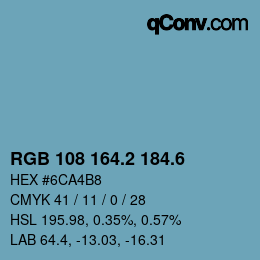 カラーコード: RGB 108 164.2 184.6 | qconv.com