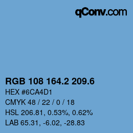 カラーコード: RGB 108 164.2 209.6 | qconv.com