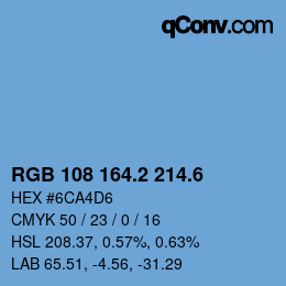 カラーコード: RGB 108 164.2 214.6 | qconv.com