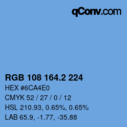 カラーコード: RGB 108 164.2 224 | qconv.com