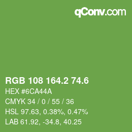 カラーコード: RGB 108 164.2 74.6 | qconv.com